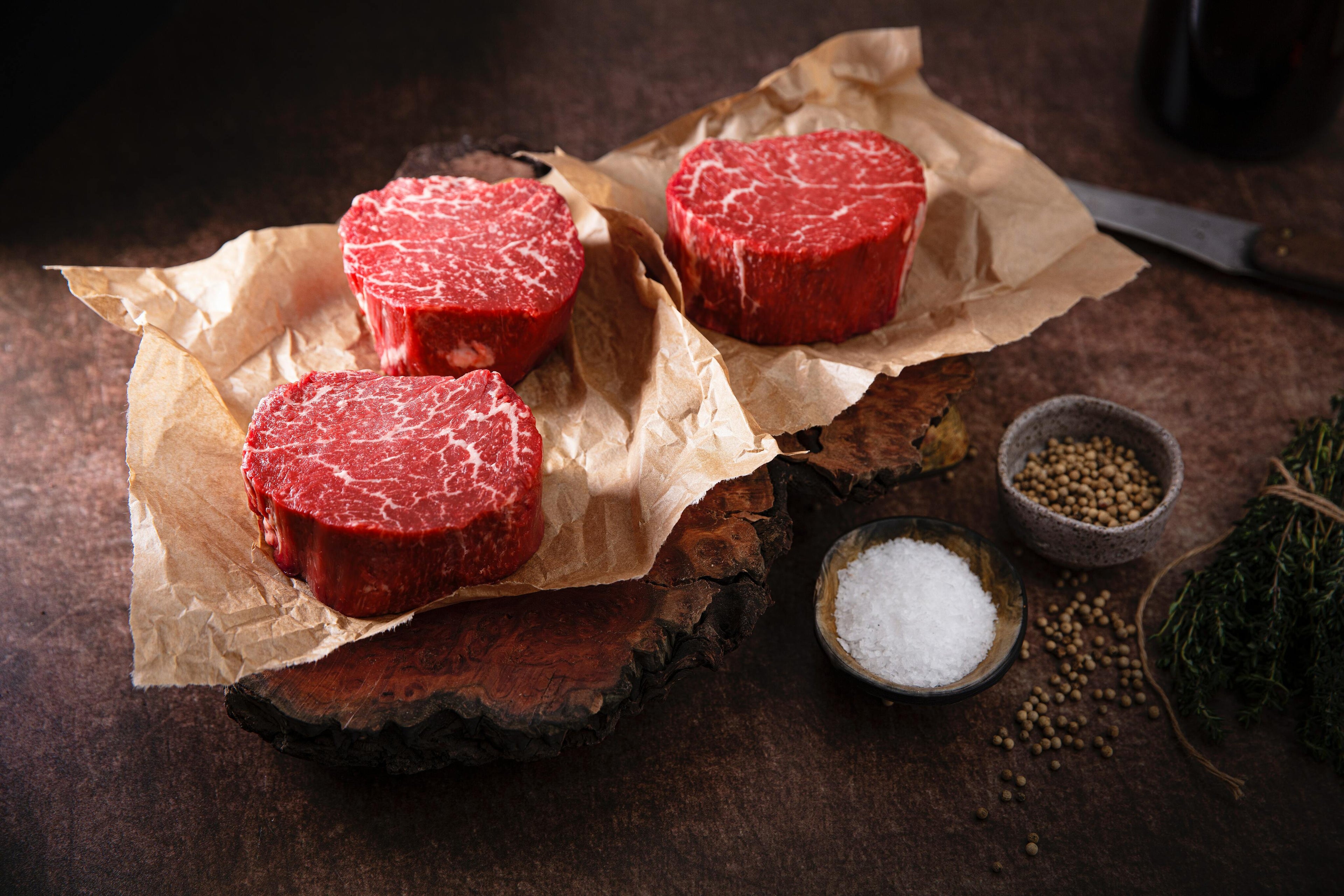 Fillet steak on brown paper